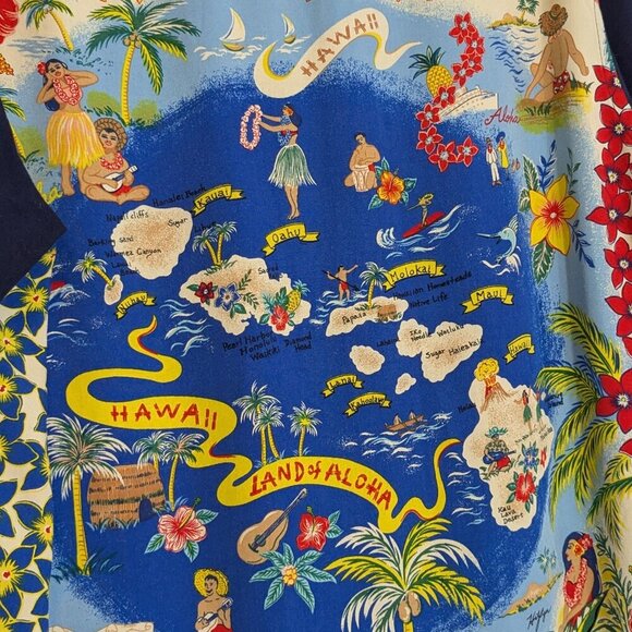 TOMMY HILFIGER Navy Blue Hawaiian Short Sleeve Button Shirt; Size M - Picture 3 of 5